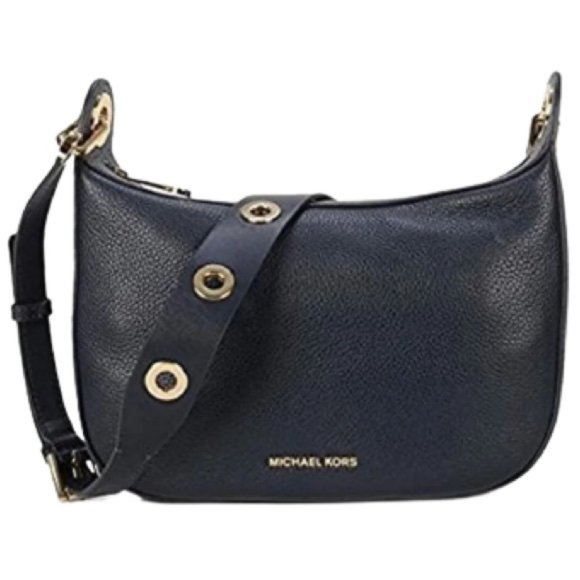 Michael Kors Handbags - Michael Kors Raven Pebbled Leather Navy Blue Small Crossbody Bag with Grommets